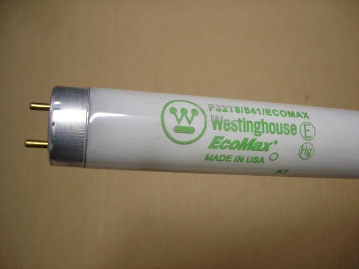 Westinghouse F32T8
Here is a Westinghouse 32W (Philips) F32T8 Ecomax cool white fluorescent lamp.

Made in: USA

Manufactured: January 2007

CRI: 84
