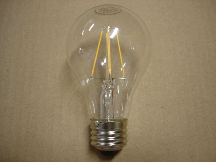 Ecosmart 6.5W LED
An Ecosmart 6.5W clear A-shaped warm white dimmable LED filament lamp.

Made in: China

Manufactured: June 20, 2016


