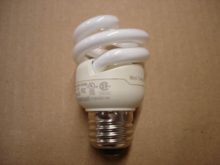 Philips 9W CFL
A Philips 9W Mini Twister warm white compact fluorescent lamp.

Made in: China

Manufactured: January 2015

Colour temperature: 2700K

Lamp current: 150 mA

Lamp shape: T2 spiral
