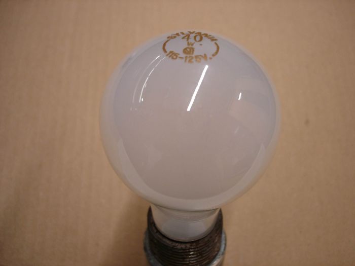 Sylvania 40W
Here is a Sylvania 40W soft white incandescent lamp.

Lamp current: 0.30A

Lamp life: ~ 1000 hours

Filament: C-8 unsupported

Lamp shape: A19

Voltage: 115 - 125V
