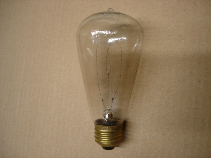Edison 50W 
Here's an unbranded 50W lamp with a carbon double loop.

Made in: Japan

Current: 0.38A

Lamp shape: ST19

Voltage: 130V


