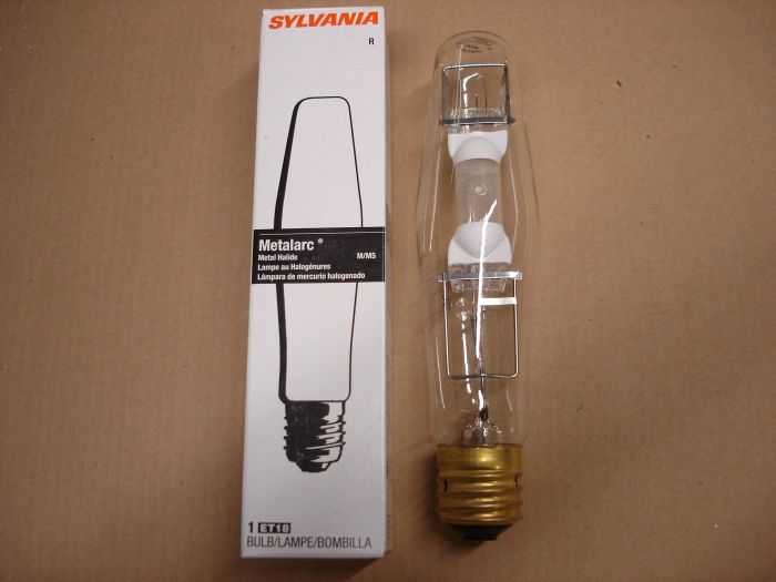 Sylvania 400W Metal Halide
Here's a Sylvania ET18 shaped 400W Metalarc metal halide lamp.

Made in: Mexico

lumens: 25,000

Lamp life: 15,000 hours

CRI: 65

Shape: ET18

Colour temperature: 4000K

