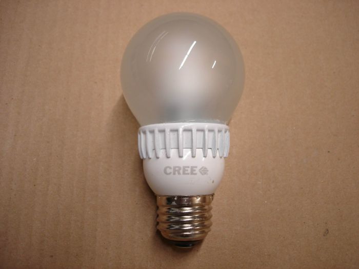 CREE 6W LED
A CREE 6W warm white LED lamp.

Made in: USA

Colour temperature: 2700K

Lamp life: ~25,000 hours

Current: 50 mA

Voltage: 120V

Lumens: 450

Lamp shape: A19
