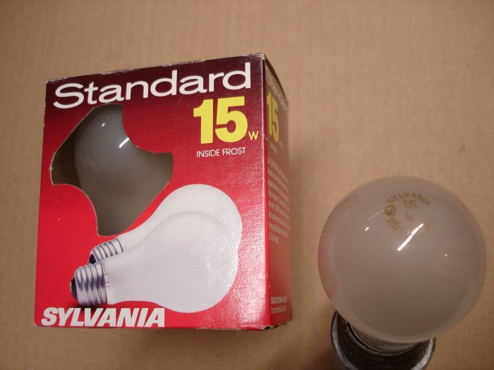 Sylvania 15W 
A pair of sylvania Standard 15W frosted incandescent lamps.

Made in: Drummondville, Quebec Canada

Manufactured: Circa late 80's

Lamp shape: A15

Filament: C-9

Current: 0.13A

Voltage: 115 - 125V

Lamp life: ~1000 hours




