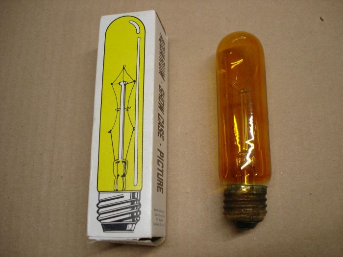 Spectro 40W
Here is a Spectro 40W amber tubular lamp.

Voltage: 130V

Current: 0.30A

Lamp shape: T10

Base: Medium E26 brass

Filament: Tubular hairpin


