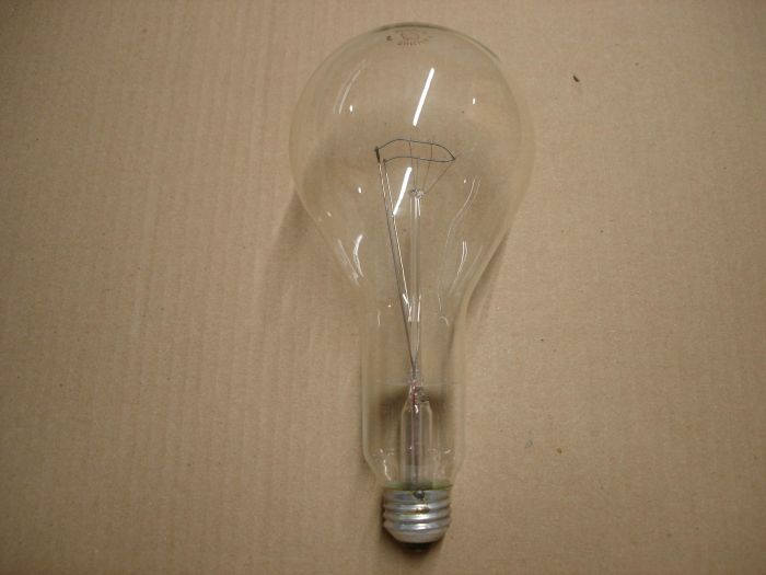 Philips 300W
A Philips clear 300W incandescent lamp.

Made in: Mexico

Manufactured: January 2004

Lumens: 5650

Lamp shape: PS30

Filament: CC-9

Voltage: 120V

Current: 2.51A

Lamp life: 1000 hours
