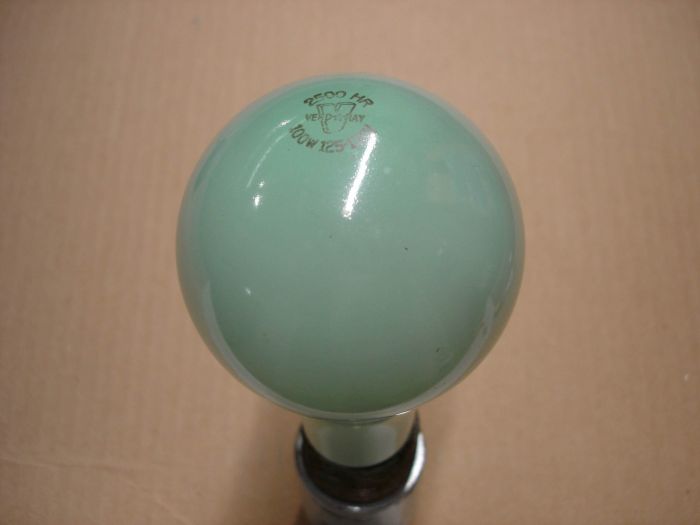 Verd-A-Ray 100W
A Verd-A-Ray 100W A21 long neck mint green incandescent lamp.

Made in: USA

Lamp life: 2500 hours

Lamp current: 0.74A

Lamp shape: A21 long neck

Voltage: 125 - 130V

Filament: CC-9

Base: Medium E26 brass
