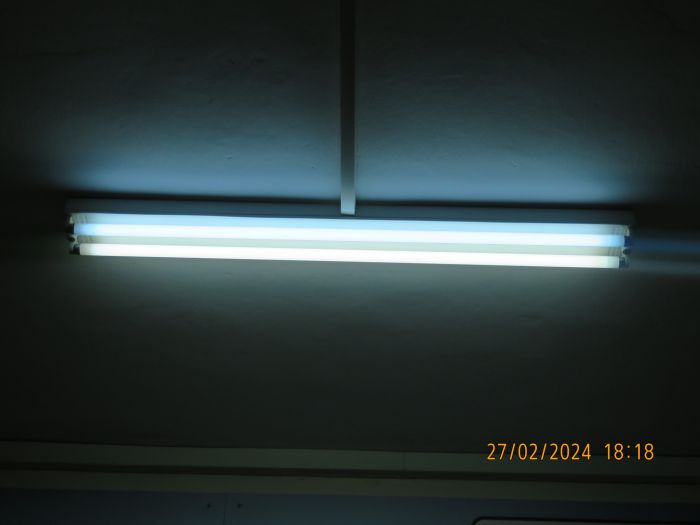 Local made preheat 2x36W T8 batten at Even Gvirol school
Some of them, have Osram L 36W/12000 lamps, which have a bluish color.
