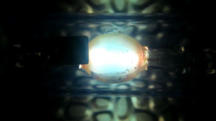 Closeup of the arc of my 70W 8000K during run-up
[url]https://www.youtube.com/watch?v=hSL-L5YOW60[/url]
This lamp passes blue color before reaching turquoise white, similar to the Thorn/GE CID.
