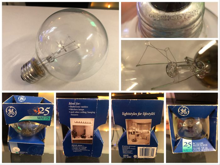 Vintage GE 25w G25 Clear Incandescent Globe Bulb
Here is an older GE 25w globe bulb. It is from the 1990s based on the packaging. It is just a typical clear G25 bulb, nothing too exciting about it.
Keywords: ge 25w 25 watt g25 globe incandescent ball vanity bulb lamp 1990s 90s lightstyles for lifestyles lamps
