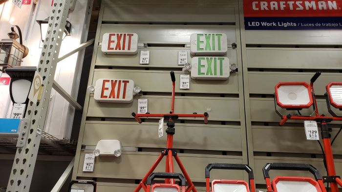Lowe's exit signs and emergency lighting
All are Lithonia and they're the Contractor Select Series. Plus they are all LED.
Keywords: Misc_Fixtures
