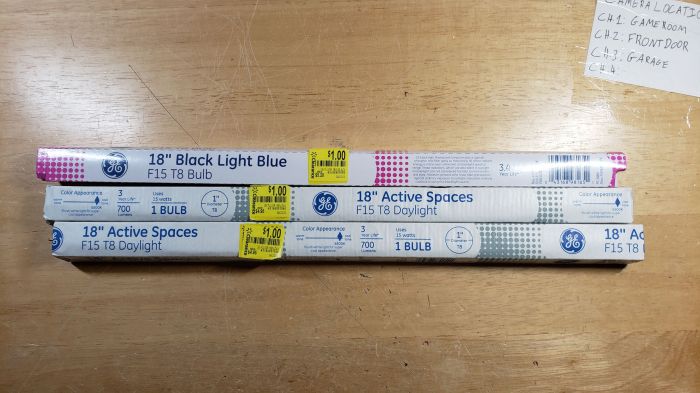 Walmart clearance finds
Well I got these GE fluorescent tubes for a dollar, on clearance at Walmart! And I did look at their lighting section, and they have no more regular fluorescent tubes (except the F8T5 tubes) now all they have is their LED counter parts. And also they don't have their Brinks 100w metal hailde area light anymore. All LED now... :(
Keywords: Lamps