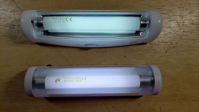 Both of my F4T5 battery operated lights
Here's two of my F4T5 fluorescent battery operated lights.
Keywords: Lit_Lighting