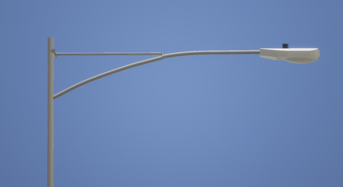 Cooper OVY on a guyed arm (3D drawing, side view)
A side view of the arm and the fixture.
Keywords: American_Streetlights