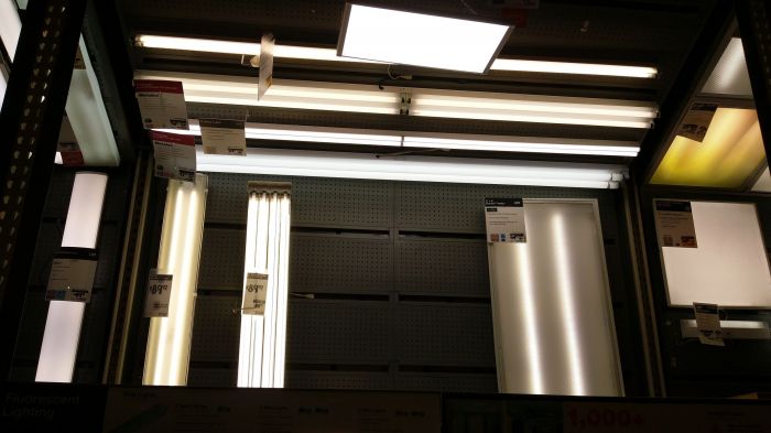 fluorescent and LED display 2
At a Home Depot.
Keywords: Lit_Lighting