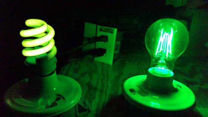 Green CFL and LED bulb comparison
See any differences of the two?
Keywords: Lit_Lighting