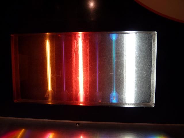 Helium, argon, neon, xenon, mercury, and mercury fluorescent.
Very cool experiment.
Keywords: Lamps