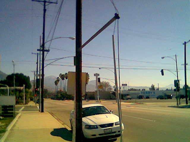 Double Guy Traffic Signal Attachment in San Bernardino
These double guy fixtures are at all four corners of Golden and Lynwood in San Bernardino, just north of Foothill Freeway. 
Keywords: Traffic_Lights