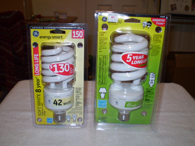 General Electric 42 and 45 Watts CFL
General Electric 42 Watts, 2700 Lumens and 12,000 Hours CFL bulb and 45 Watts, 45 Watts, 2900 Lumens and 8,000 Hours bulb.
Keywords: Lamps