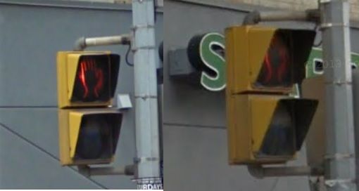 Bulky Pedestrian Signal (gone)
I came across this old pedestrian signal that looked much older than even the CGE pedestrian signals that are still in use today. Toronto converted them all by 2010 to LED with countdown timers. These stayed until 2012.
Keywords: Traffic_Lights