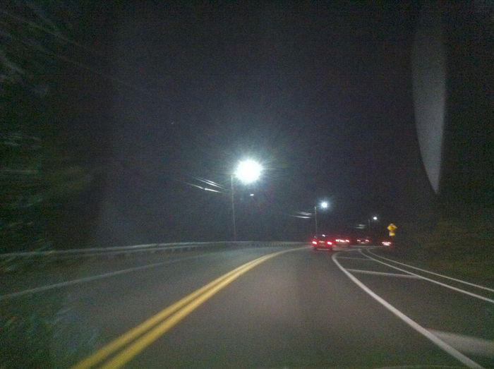 New Holyoke LEOTEK LED Streetlights
I'm sorry about the quality of the picture. I took it with my iphone while on the way to my inlaws but i'm going to go back at some point with my camera and get a clearer shot.

This is on U.S. 202 in Holyoke heading to Westfield. These are the new 183 Watt LEOTEK LED lights that have completely replaced this section of road. the pic ain't that great but if you see them in person, they do a great job lighting up the road. Hopefully Holyoke will use these fixtures on most replacements.
Keywords: Lit_Lighting