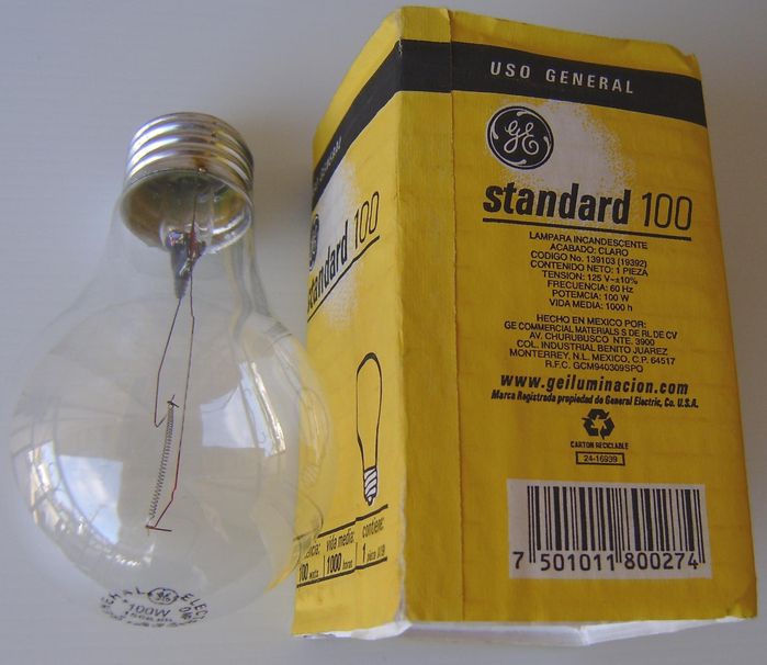 Standard GE 100w incandescent bulb
A gift from a friend who purchased it for me in Mexico
Keywords: Lamps