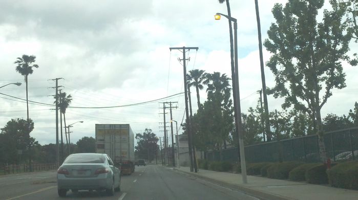 Powerbrackets on concrete poles used for public street lighting, weird eh?
San Bernardino, CA has many of these on SR 66. They are all HPS though. SB is served by Edison, but the city owns and maintains all the lights on metal and concrete poles.
Keywords: American_Streetlights