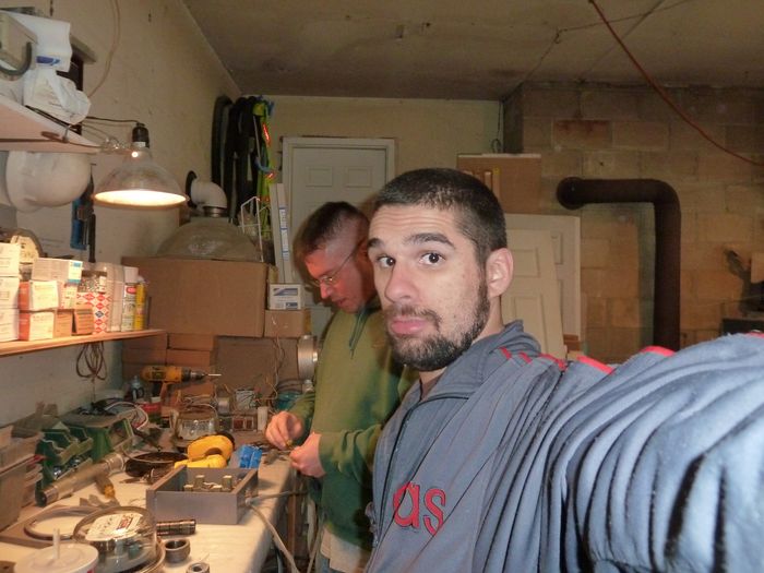 Me in MV123's garage! 
Was taking a pic of myself and behind me was MercuryVapor123 wiring a kilowatt for me!
Keywords: Miscellaneous