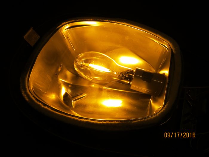 Westinghouse OV-15 70 Watt High Pressure Sodium
Here is a pic of the PLT brand 70 watt HPS lamp running in my OV-15. 
Keywords: American_Streetlights
