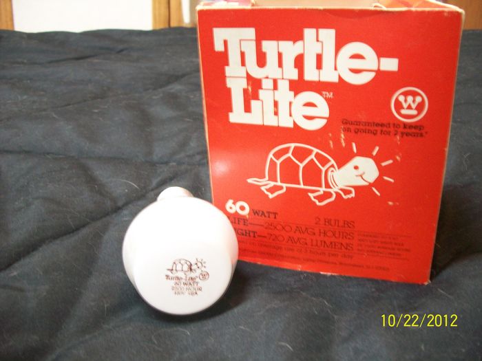 Westinghouse
Ebay find; Westinghouse Turtle lite 60w 120v 2,500 hrs life
Keywords: Lamps