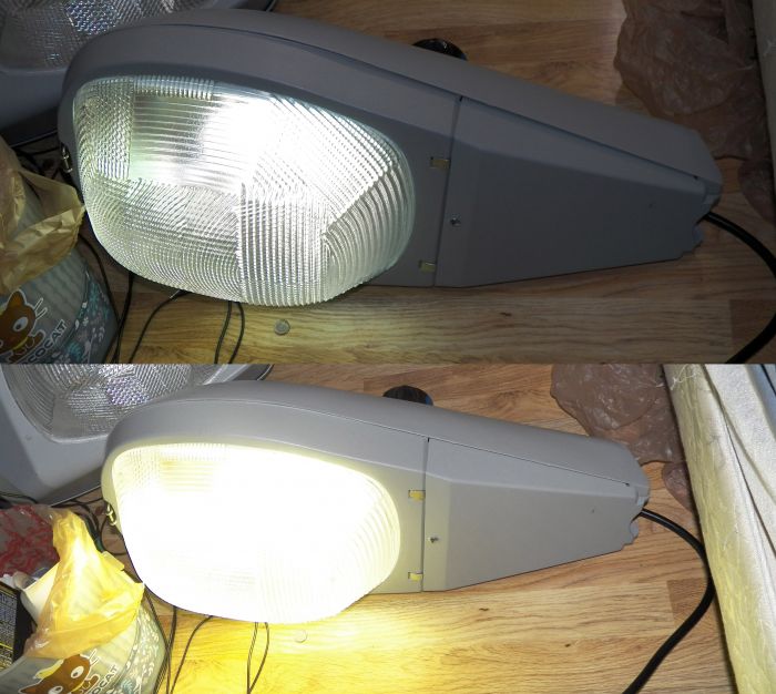 Newest light firing up/full bright
Well this light is oh so much closer to being completely finished! Currently lit with a 175 watt MV lamp I got from home depot. Looks great! All I need is the connector for the inside and then I can put the slipfitter in!
Keywords: American_Streetlights