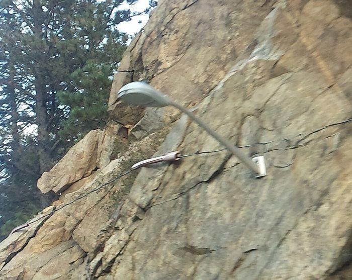 M 250 R2 temporarily mounted on rock!
Thought this was interesting. Sorry for bad picture, took it in a moving vehicle. But this is peculiar.
Keywords: American_Streetlights