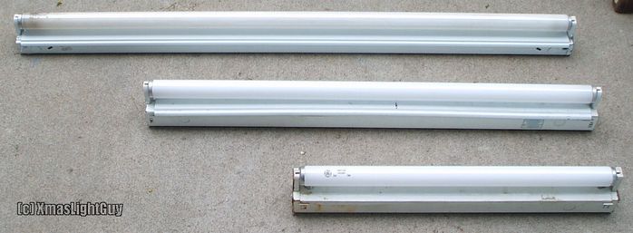 T12 1-Lamp Rapid Start Fixtures
Here we have some standard 1-lamp T12 Fixtures with magnetic rapid start ballasts (all LPF). 
4-foot, 3-foot, 2-foot

Unlike their 2-lamp versions these things don't like being ungrounded LOL
(and ofcourse they don't very well at all work with T8's)
Keywords: Indoor_Fixtures