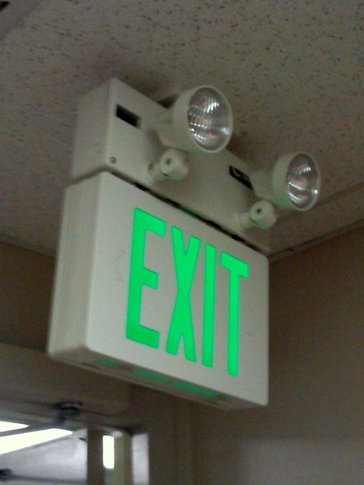 Exit with Emergency Floods
In a church hallway. Has LEDs in exit sign
Keywords: Indoor_Fixtures