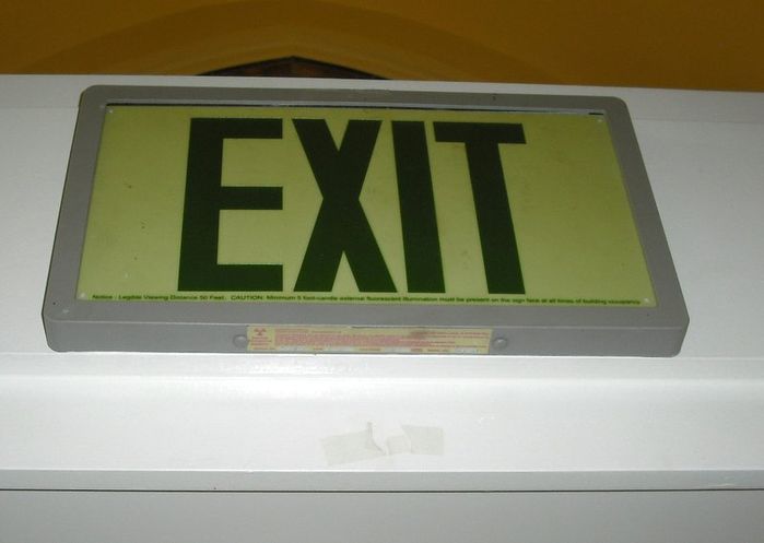 Nuke Exit Sign
A nuclear powered Exit sign. Uses Tritium gas inside glass tubes that glow like a fluorescent lamp. The radioactive Beta particles exite the phosphor inside the tube, but too weak to penetrate the glass tube.
Keywords: Miscellaneous