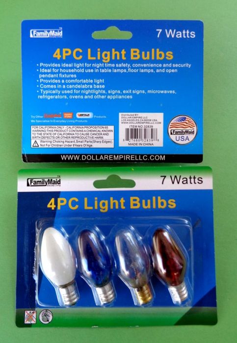 Night Light Bulbs
A mix of different color and shape lamps. Made in China
Keywords: Lamps