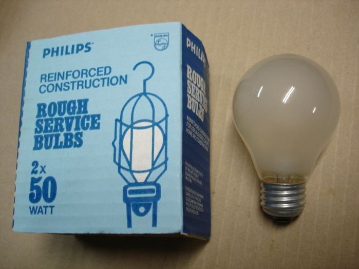 Philips 50W
Here's a pack of Philips 50W Rough Service Lamps from the early 80's,ideal for use in trouble lights.
Voltage: 125V
Date: Mar. 1982
Filament: C-7A
Lamp shape: A19
Made in: Scarborough, Ontario Canada
Base: Medium E26 Aluminum
Keywords: Lamps