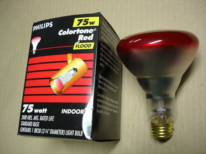 Philips 75W Coloured Flood
A Philips 75W Colortone Red flood lamp.
Voltage: 120V
Date: Feb. 2002
Lamp life: 2000 hours
Filament: CC-9
Lamp shape: BR30
Made in: China
Base: Medium E26 brass
Keywords: Lamps