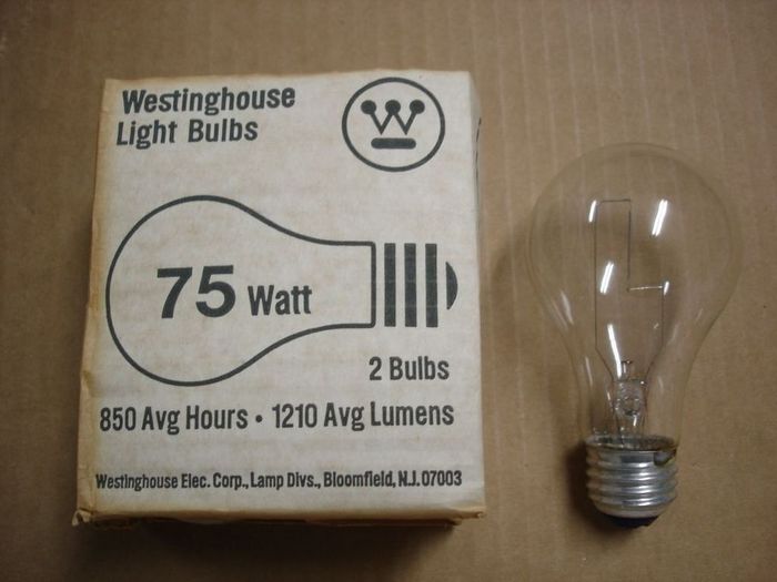 Westinghouse 75W
Here's a pack clear 75W Westinghouse incandescent lamps from Dave (Silverliner) thanks again!
Voltage: 120V
Date: Oct. 1979
Lumens: 1210
Lamp life: 850 hours
Filament: CC-8
Lamp shape: A19
Made in: USA

Keywords: Lamps
