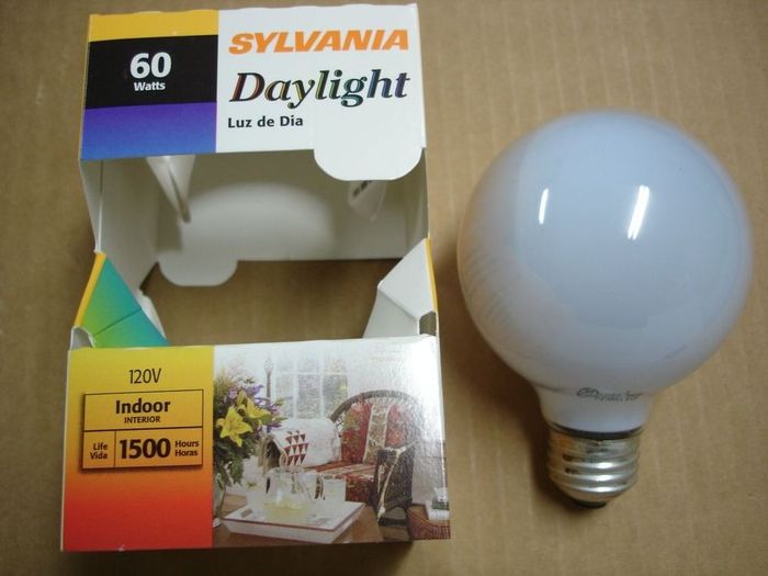 Sylvania Globe
Here's a Sylvania 60W Daylight globe with a solid coating.
Voltage: 120V
Current: 0.46A
Lamp life: 1500 hours
Filament: CC-9
Lamp shape: G25
Made in: USA
Keywords: Lamps