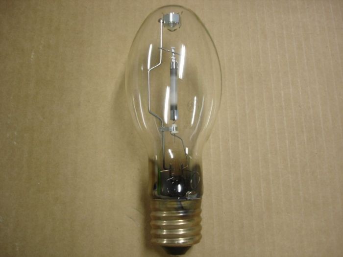 GE 70W Lucalox
Here's a 70W GE Lucalox high pressure sodium lamp from the 80's.
Manufacture date: Date code 38
Colour temp: 1900K
Lumens: 5450
CRI: 22
Base: Mogul E39 brass
Lamp shape: ED23 1/2
Made in: USA
Lamp life: 24000+ hours
Ballast: S62
Keywords: Lamps