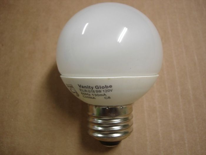 Philips Vanity CFL
Here's a mini Philips 9W medium base Vanity Globe CFL.
Keywords: Lamps