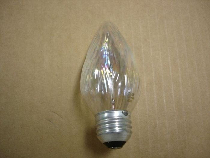 Sylvania 40W Flame
Here's a Sylvania 40W Iridescent Flame decorative incandescent lamp.
Voltage: 120V
Current: .30A
Date: Sept. 2004
Lamp life: 1500 hours
Filament: CC-6
Lamp shape: F15
Made in: Mexico
Colour temp: 2850K
Keywords: Lamps