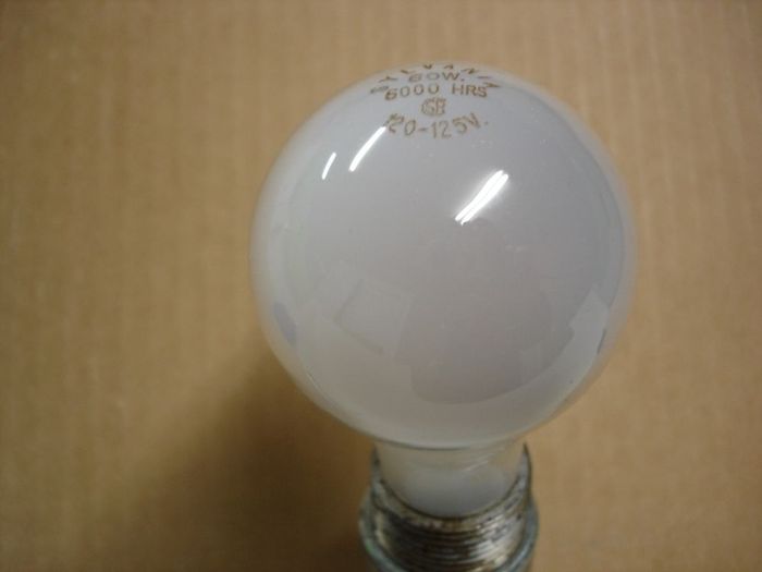 Sylvania 60W 
A frosted 60W 6000 hour Sylvania incandescent lamp.
Voltage: 120-125V
Current: 0.46A
Lamp life: 6000 hours
Filament: CC-6
Lamp shape: A19
Base: E26 Brass
Keywords: Lamps