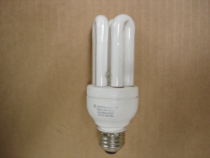 GE BIAX CFL
A tri tube soft white GE BIAX 15W electronic ballast CFL lamp.
Voltage: 120V
Current: 280 mA
Lumens: 765
Lamp life: 10000 hours
Made in: Hungary
Colour temp: 2700K
Base: Medium E26
CRI: 82
Minimum starting temp: -10F -23C
Keywords: Lamps
