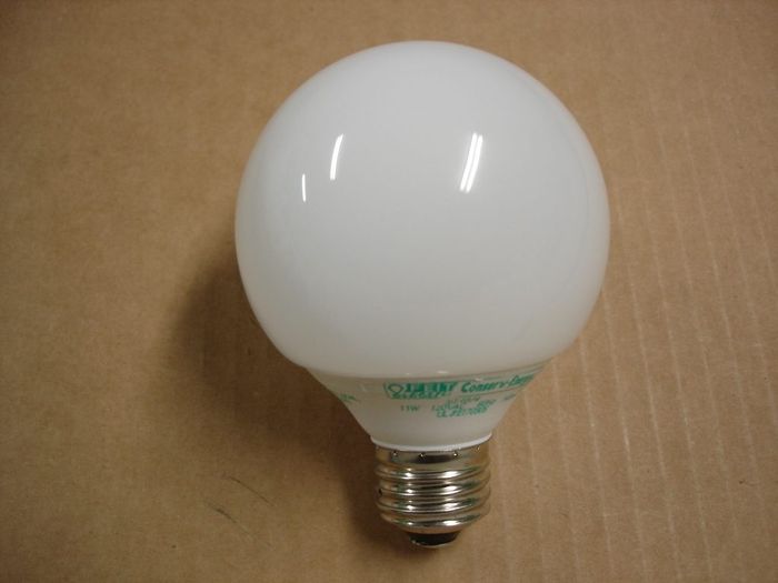 Feit CFL
A Feit 11W covered globe CFL.
Voltage: 120V
Current: 140 mA
Lamp shape: G25
Colour temp: 2700K
Base: Medium E26
Keywords: Lamps