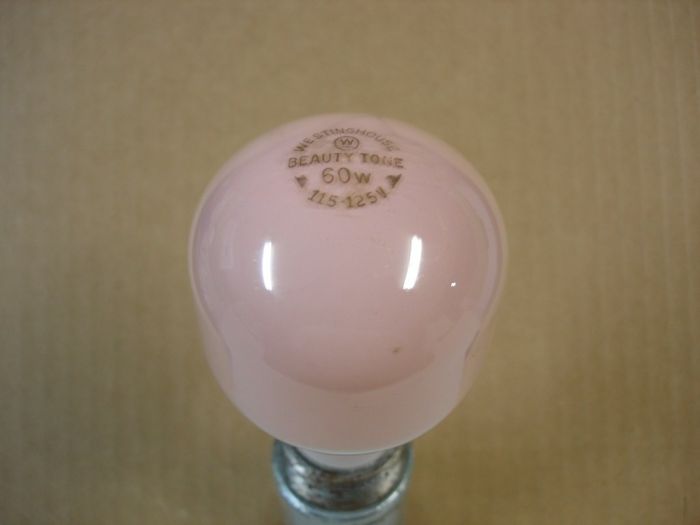 Westinghouse 60W Beauty Tone
Here's an older Westinghouse 60W Beauty Tone lamp.
Voltage: 115-125V
Current: 0.46A
Filament: CC-6
Lamp shape: T19
Base: Medium E26 Aluminum

Keywords: Lamps
