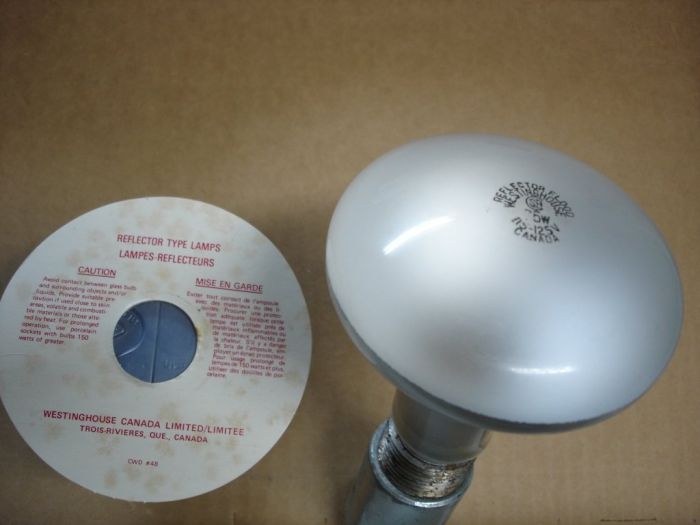 Westinghouse 75W Flood
An NOS Westinghhouse Canada 75W reflector flood lamp that appears to be from the late 70's to 80's.Unfortunately the lamp didn't come with a package,just the ring.
Voltage: 115-125V
Current: 0.64A
Date: 70's to 80's
Filament: CC-6
Lamp shape: R30
Made in: Trois-Rivieres, Que., Canada
Base: Medium E26 Aluminum
Keywords: Lamps