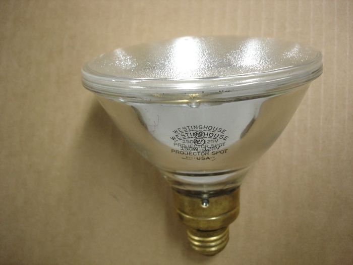 Westinghouse 150W Spot
Here's a Westinghouse 150W Projector Spot lamp.
Voltage: 125V
Current: 1.15A
Filament: CC-6
Lamp shape: PAR38
Made in: USA
Base: Medium E26 with skirt-Brass
Keywords: Lamps