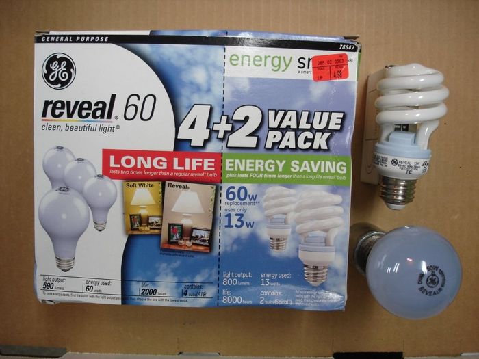 GE Reveal Value Pack
Here's a GE Reveal Value Pack of lamps I got from Jace,it consists of four 60W Incandescent lamps with two bonus 13W Reveal CFL's.Thanks again!!


Keywords: Lamps
